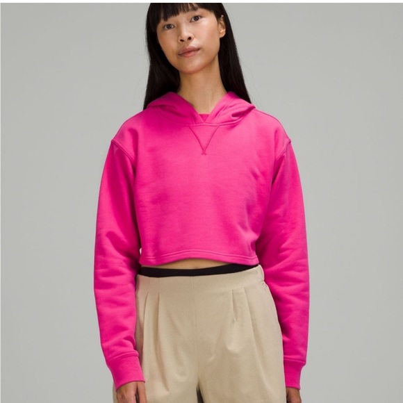 NWOT Lululemon All Yours cropped hoodie Size 18 Sonic Pink - Picture 1 of 7